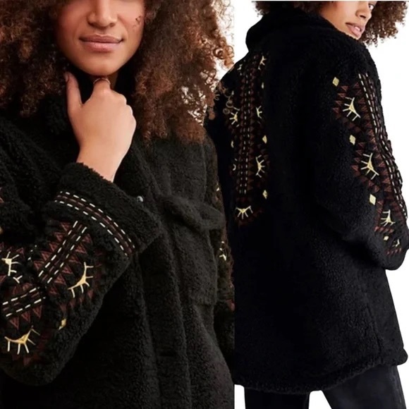 Free People x Driftwood Sheeba embroidered Sherpa jacket - Picture 2 of 16
